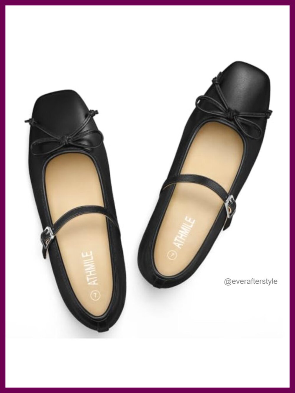 Mary Jane Flats Faux Leather Square Toe Ballet Women
